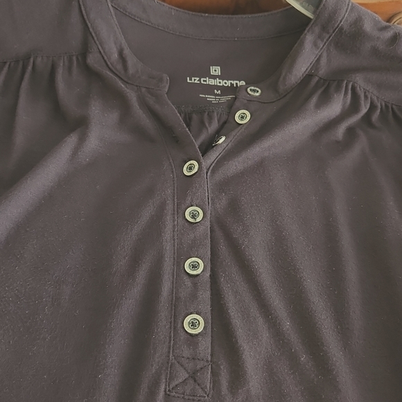 Liz Claiborne, Women's M, Navy,l Fold Over Sleeve, 7 Silver Colored Buttons - Picture 4 of 8